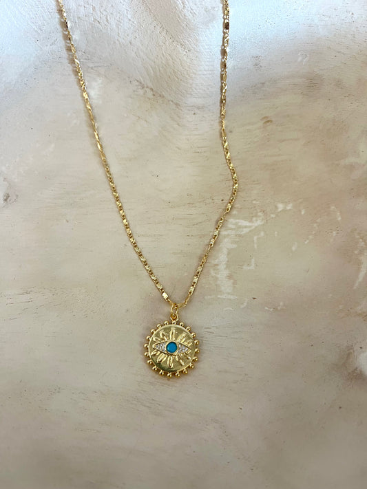 Sunburst Evil eye necklace